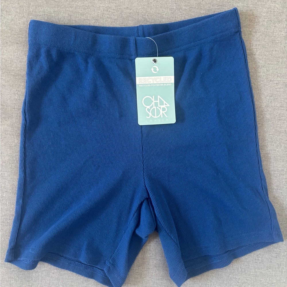 Chaser Blue Ribbed Shorts